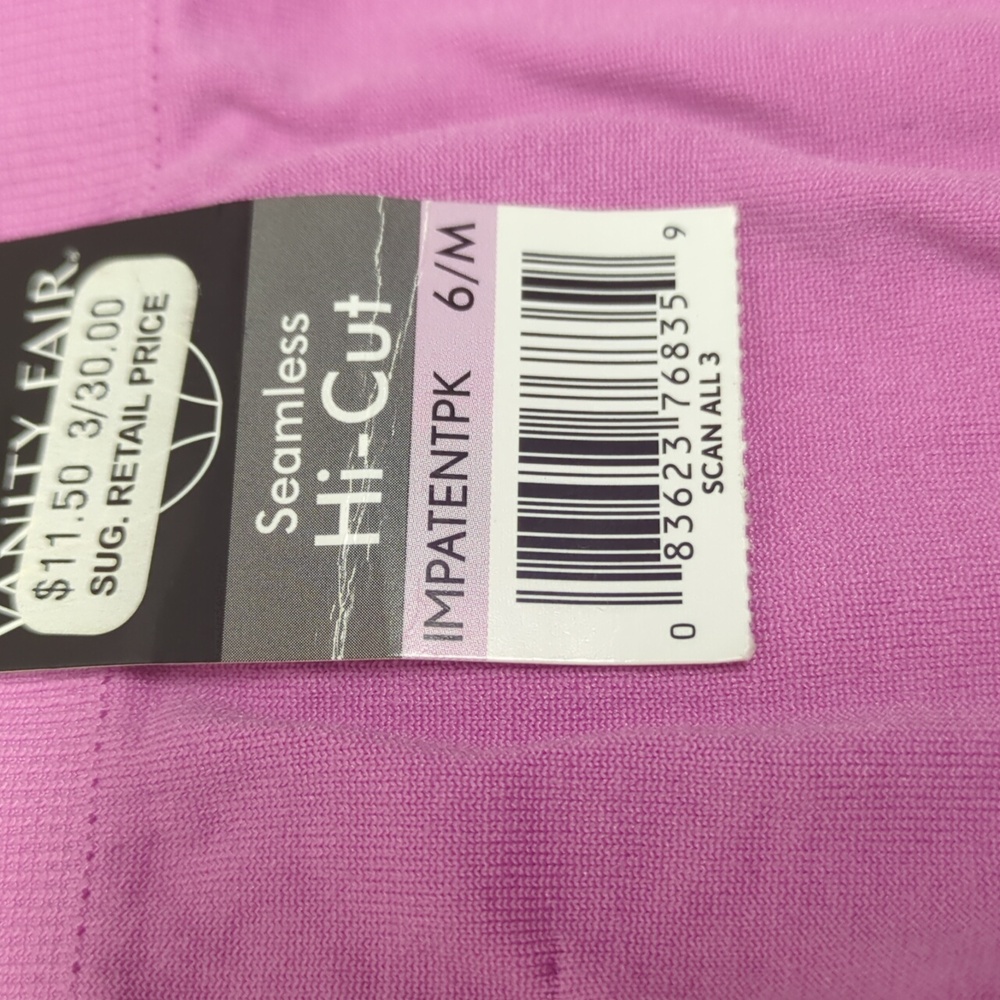 Vanity Fair High-Cut Seamless Panty Size 6 Medium - Pink, Style #13211, NWT - Picture 2 of 6